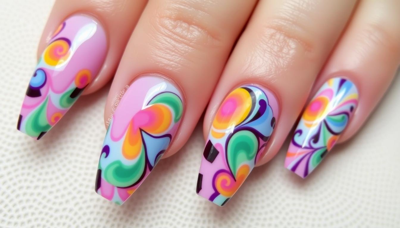 colorful acrylic nails