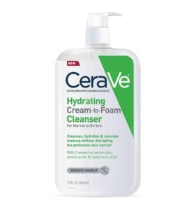 CeraVe Hydrating Cream To Foam Cleanser | Makeup Remover Face Wash For Dry Skin