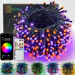 Color Changing Smart Halloween Lights 66ft 200 LED RGB with Remote & App Control & Timer