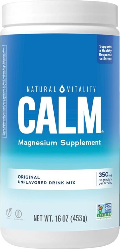 Natural Vitality Calm Magnesium Citrate Supplement – Anti-Stress Drink Mix, Unflavored, 16 oz, Vegan & Non-GMO