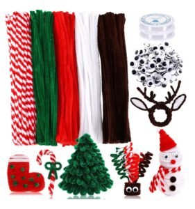 UPINS 550pcs Christmas Pipe Cleaners Set Including 5 Colors of Chenille Stems